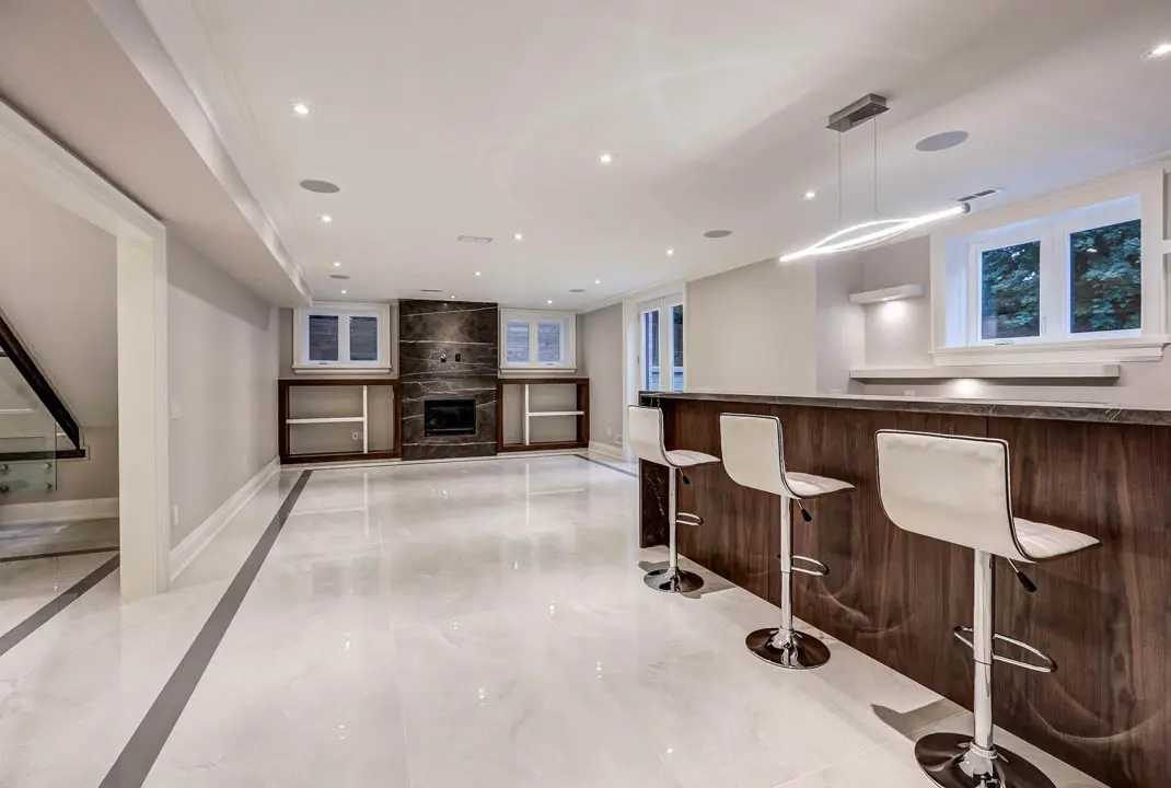 Finished basement in Odima Construction's Bayview Village project