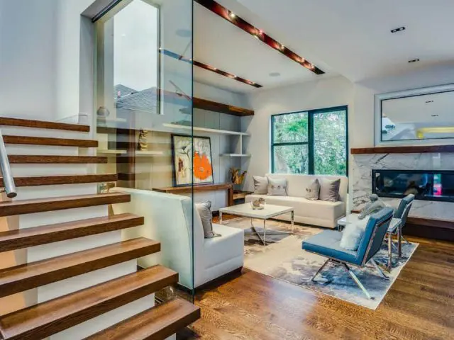 Finished living room in an Odima Construction Lawrence Park custom home