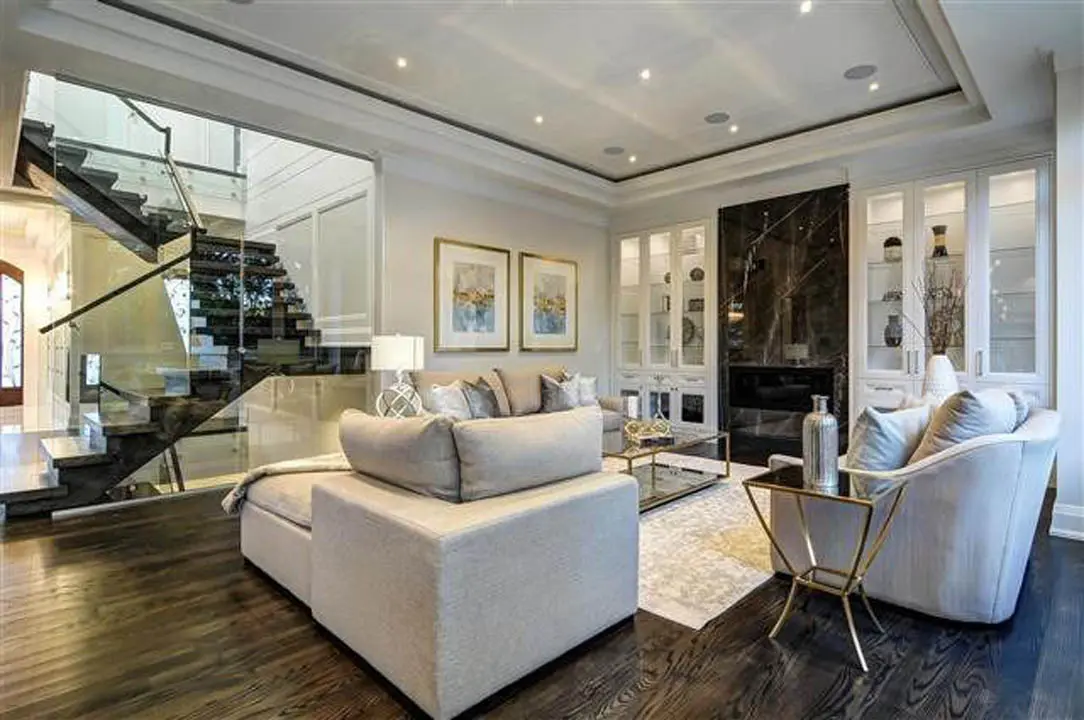 Custom-designed living area with open layout and large windows