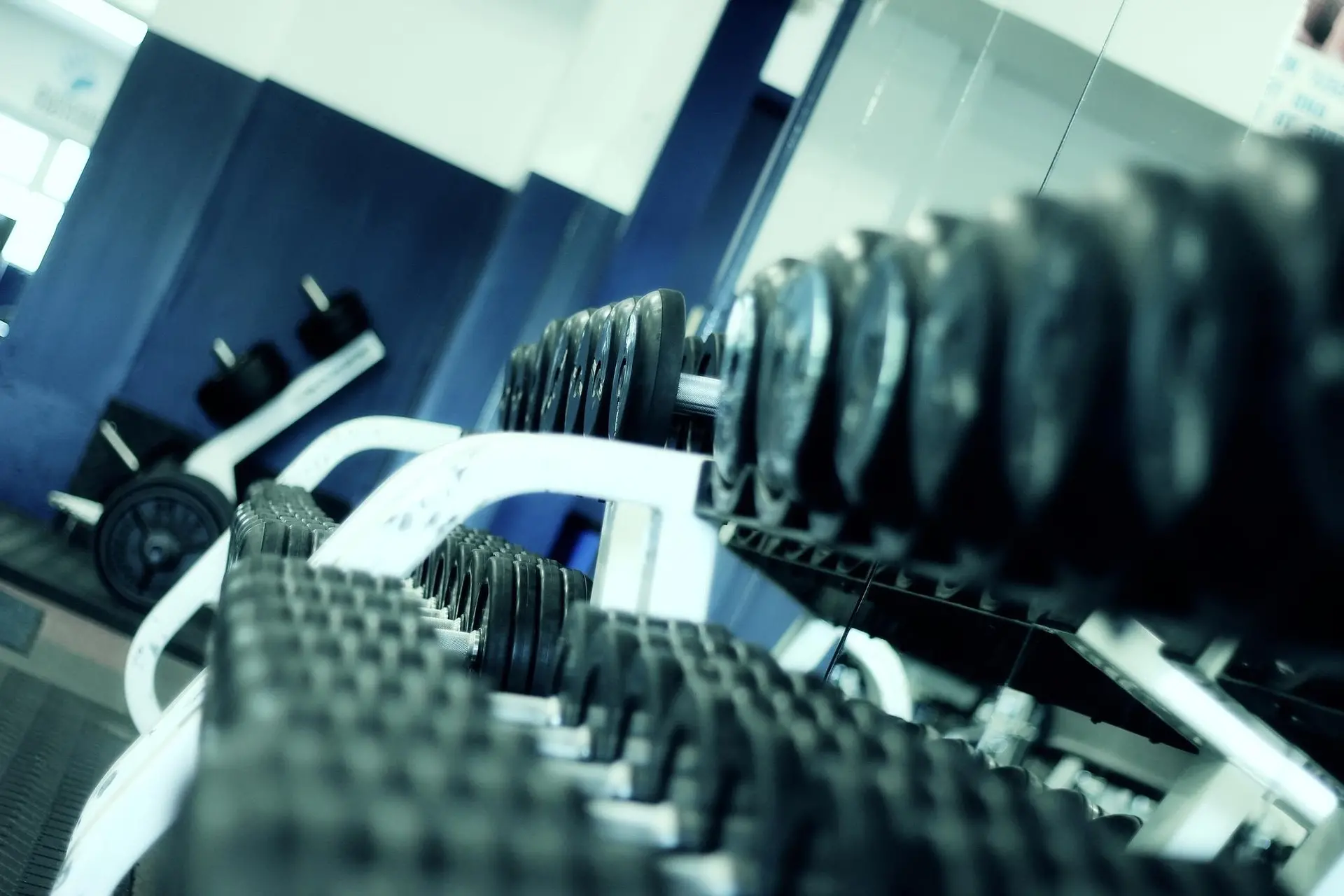 Weight-training equipment arranged in a dedicated home gym